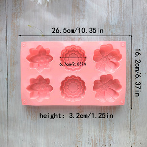 Molde <span class=keywords><strong>para</strong></span> hornear pasteles <span class=keywords><strong>de</strong></span> silicona con forma <span class=keywords><strong>de</strong></span> flor, 6 agujeros redondos, molde DIY <span class=keywords><strong>de</strong></span> grado alimenticio <span class=keywords><strong>para</strong></span> horno, microondas, herramienta empaquetada <span class=keywords><strong>para</strong></span> hornear - Product Image 4