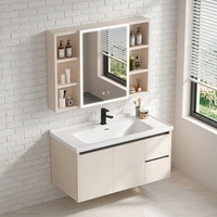 Éclairage LED mural moderne pour villa, luminaire de salle de bain rectangulaire en dalle de roche, lavabo en céramique sans joint, meuble sous-vasque en dalle de roche