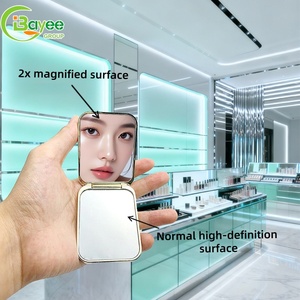 Ultra-thin Design Portable Foldable Small Hand Held Pocket <b>Mirror</b> Custom Logo Travel Folding square Makeup <b>Mirror</b> - Product Image 4