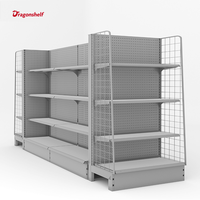 Étagère de supermarché réglable, présentoir de supermarché personnalisé, étagère métallique double face pour supermarché