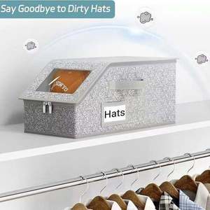 Non Woven Fabric Multifunctional Square Hat <b>Storage</b> <b>Box</b> Large Capacity Foldable Baseball Cap with Lid Dust-proof Zipper - Product Image 3