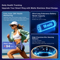 Bague connectée mate pour hommes et femmes, tracker de santé et de fitness étanche avec boîtier en acier, légère en grammes/oz