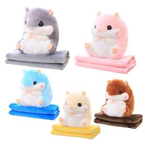 Nuevo juego de Manta y juguete de peluche de hámster <span class=keywords><strong>gordo</strong></span> súper lindo, almohada para siesta de aire acondicionado plegada, juguetes de animales de peluche cálidos para mascotas, regalo - Product Image 6