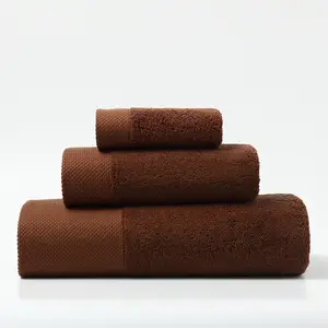 Wholesale hotel towel big brown bath towel sets 800 GSM extra thick face towel