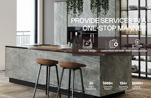 Isola <span class=keywords><strong>Cucina</strong></span> in Pietra Sinterizzata Effetto Marmo su Misura con Lavello, Frigorifero Integrato Alto Modulare Stile Moderno per Unità <span class=keywords><strong>Cucina</strong></span> - Product Image 2