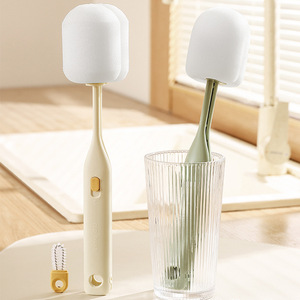 Double Headed <b>Sponge</b> Cup Brush Long <b>Handle</b> Multi Functional Cleaning Brush Set For Cups And Baby Bottles - Product Image 1