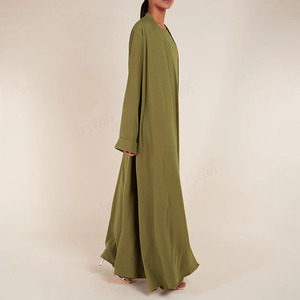 Custom New Style Women Muslim Kimono <strong>Abaya</strong> Dress Set Solid Color Full Length Islamic Women Modest Women <strong>Abaya</strong> With Inner Dress - Product Image 3