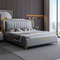 Meubles de chambre d'hôtel de luxe en gros, cadre de lit moderne en cuir de luxe, lit double haut et moelleux