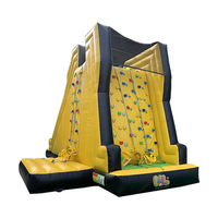 Pour lac piscine mer Aqua parc eau jouets île flottante toboggan escalade et glissement mur d'escalade gonflable avec toboggan