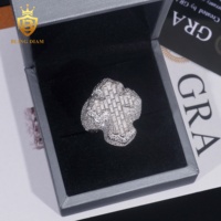En gros, Ensemble de bagues en argent sterling 925 avec moissanite couleur D VVS, style Hip Hop Iced Out, bijoux pour rappeurs, passe le test du diamant, faible MOQ