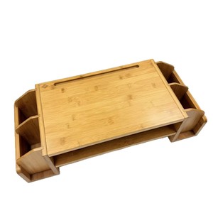 Bamboo Monitor <b>Riser</b> Stand Rectangle <b>Desktop</b> Organizer Storage Without Installation Standing Type Office Use - Product Image 1