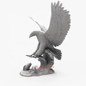 Garten handgemachte Schnitzerei Tier weißen Marmor fliegenden Adler Statuen Skulptur zum Verkauf