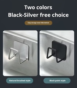 SS304 Adhesive Sponge Holder Sink <strong>Caddy</strong> for <strong>Kitchen</strong> Accessories Stainless Steel Rust Proof Waterproof, Quick Drying - Product Image 4