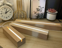 Base lumineuse acrylique LED bande de bois de hêtre bricolage simulation bouteille de vin petite veilleuse en bois massif décoration de base lumineuse