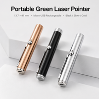 Pointeur laser vert ZhonNa 13,7x91mm, micro USB, compact, noir, argent, or, pour l'école, le bureau, le travail du bois, les activités de plein air, pièces d'équipement laser