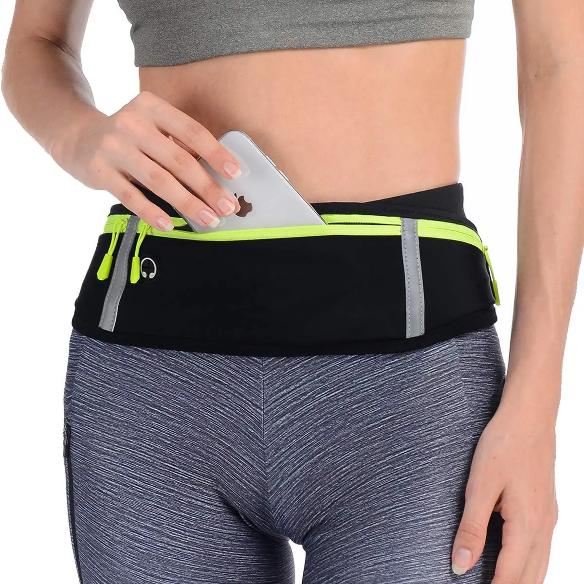 Bolsa de tecido elástico para mulheres e homens, bolsa de cintura esportiva personalizada para corrida e ciclismo com cinto com zíper para academia e fitness