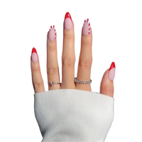 Vente en gros de faux ongles de Noël et du Nouvel An de haute qualité en ABS, forme carrée et amande, faits à la main avec colle, à presser