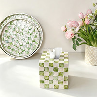 Ensemble de plateaux en nacre naturelle à motif vert, plateau de rangement luxueux fait main avec fonction de rangement de bureau intégrée