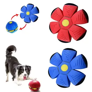 Petdom New Arrival Led Magic UFO Flying Saucer Flat Balls Pet Toy With Colorful Lights for Pets Dogs Cats