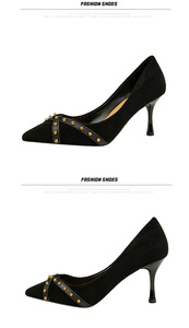 Sexy Pump France Zapatos De Tacon Tallas Pequenas Studded Ladies High Heels Latest - Product Image 5