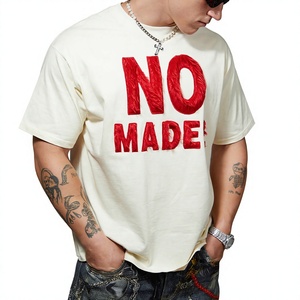 T-shirt en coton 100% tricoté à col rond pour homme, style rétro américain, en peluche de lapin épaisse, séchage rapide, 210g, manches courtes, haute qualité - Product Image 1