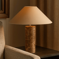 Lampe de table en marbre antique de style Wabi-Sabi moderne avec abat-jour en tissu pour salon, bureau, chambre à coucher, chevet, décoration intérieure