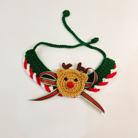2025 Santa renne tricot fil chien écharpe noël Pet cravates avec décor 3D réglable Costume de vacances