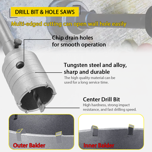 30-160 mét SDS cộng với búa khoan Cutter Công cụ tường lỗ Saw Set bê tông xi măng tường lỗ Opener lõi khoan bit với vòng trục - Product Image 4
