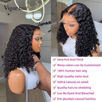 Perruques bouclées en cheveux vierges super double drawn, densité 250%, avec dentelle frontale HD transparente 5x5 de 18 pouces