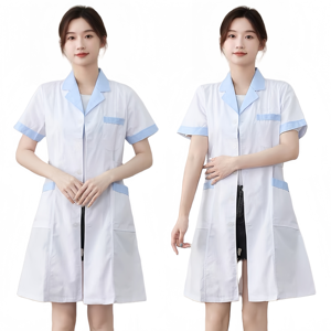 2025 Unisex migliore qualità manica lunga cappotto medico uniformi ospedaliere <span class=keywords><strong>per</strong></span> la farmacia e laboratorio di Design cappotto infermiere - Product Image 2