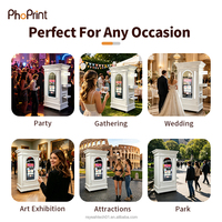 Photomaton vintage avec écran tactile, imprimante instantanée et miroir magique en bois