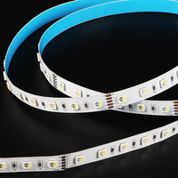 SMD 5050 60 LED lampu Strip RGB 4in1 DC24V14W/M RGBW PCB putih hangat 12mm 5m lampu senar fleksibel