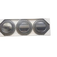 Ensemble de 3 miroirs muraux en plastique de luxe à motifs creux, style Art Déco, rétro, pour la décoration murale des appartements, des hôtels et des fermes