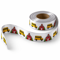 Ruban thème rentrée scolaire 25 mm pour cadeaux d'enseignants, décoration d'événements scolaires, nœuds pour cheveux DIY, papeterie et loisirs créatifs pour étudiants