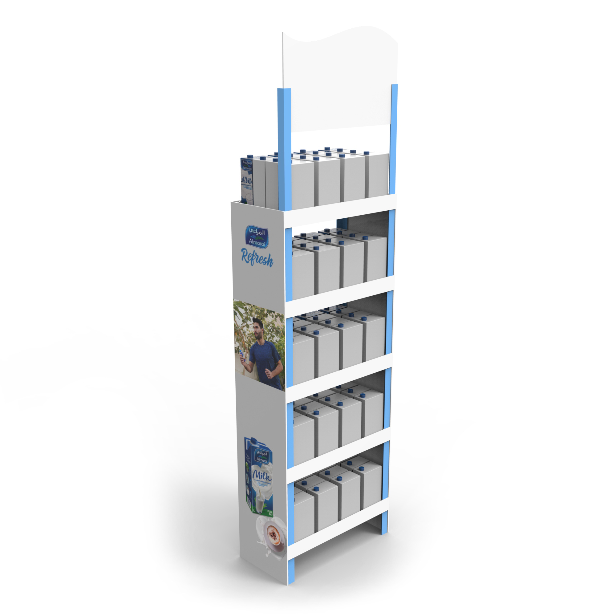 Custom Bottle Floor Display for Supermarkets Promotional Energy Milk Drink Fruit Juice Water Milk Wine Beer Coffee Display Stand — view 3