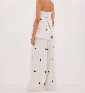 Set di pantaloni asimmetrici senza spalline senza maniche in cotone con volant in cotone Enyami set da donna 2 pezzi - Product Image 4