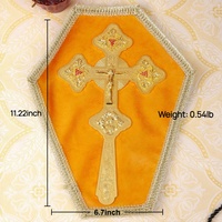 Croix orthodoxe plaquée or HT, croix de bénédiction à tenir à la main, crucifix orthodoxe russe en alliage avec accents rouge rubis, cadeau religieux