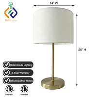 Lampe de chevet personnalisée pour hôtel, OEM ODM, qualité commerciale, en laiton avec abat-jour en tissu