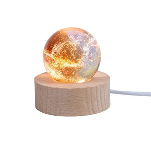 Lampe de table boule de cristal lumineuse 3D système solaire lune verre ornement artisanat avec socle en bois enfants étudiants cadeaux - Product Image 2