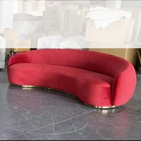 Otel lobisinde yuvarlak kanepe modern buklet kumaş yarı daire ay şekli kanepe düşük kol oturma odası lüks salon kanepe