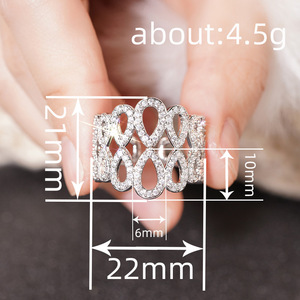 <b>Adjustable</b> Open Teardrop <b>Ring</b> for Women Hollow Sparkling Fashion Jewelry Wholesale - Product Image 4