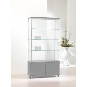 Aluminium <b>Framed</b> Showcase 95x39x185cm Light <b>Grey</b> With Lockable Doors And Adjustable Shelves Display Cabinet - Product Image 1