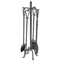 Ensemble d'outils de cheminée en fer forgé robuste, revêtement noir en poudre, kit d'outils pour foyer, support pour cheminée intérieure et foyer extérieur