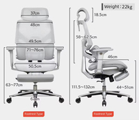 Chaise de bureau de direction ergonomique JR RACING JRMC-1GY moderne avec dossier en maille, soutien lombaire et repose-pieds, réglable en hauteur