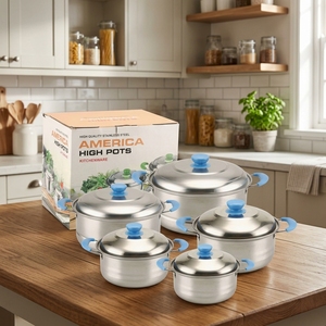 Ensemble de cuisine universel non revêtu de style occidental avec 10 pièces pour cuisinière à charbon et cuisinière électrique, idéal pour la cuisson quotidienne - Product Image 1