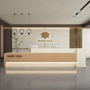 เคาน์เตอร์ต้อนรับแบบเรียบง่ายทันสมัย ทำจาก MDF พร้อมที่เก็บของ สำหรับสำนักงาน โรงแรม ร้านเสริมสวย และร้านค้าปลีก - Product Image 1