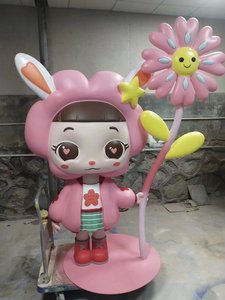 Fait sur mesure FRP fleur fée Sculpture dessin animé Style magasin entrée Public Art décoration Durable léger 3d ornements - Product Image 3