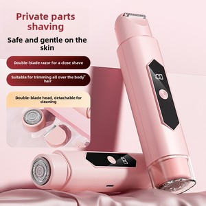 Tondeuse électrique 2-en-1 pour <span class=keywords><strong>femme</strong></span> à double tête, étanche IPX6, utilisation humide/sèche, <span class=keywords><strong>rasoir</strong></span> corporel avec manuel d'utilisation en anglais - Product Image 1