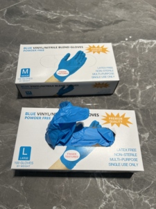 Gants jetables en nitrile composite avec <span class=keywords><strong>manchette</strong></span> élastique <span class=keywords><strong>pour</strong></span> le nettoyage domestique, gants en nitrile mélangé au vinyle <span class=keywords><strong>pour</strong></span> le nettoyage domestique - Product Image 2