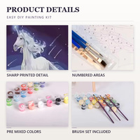Kit de peinture par numéros DIY, peinture sur toile licorne, 40x30cm, peintures acryliques pré-mélangées, pinceaux, toile numérotée, décoration murale, cadeau